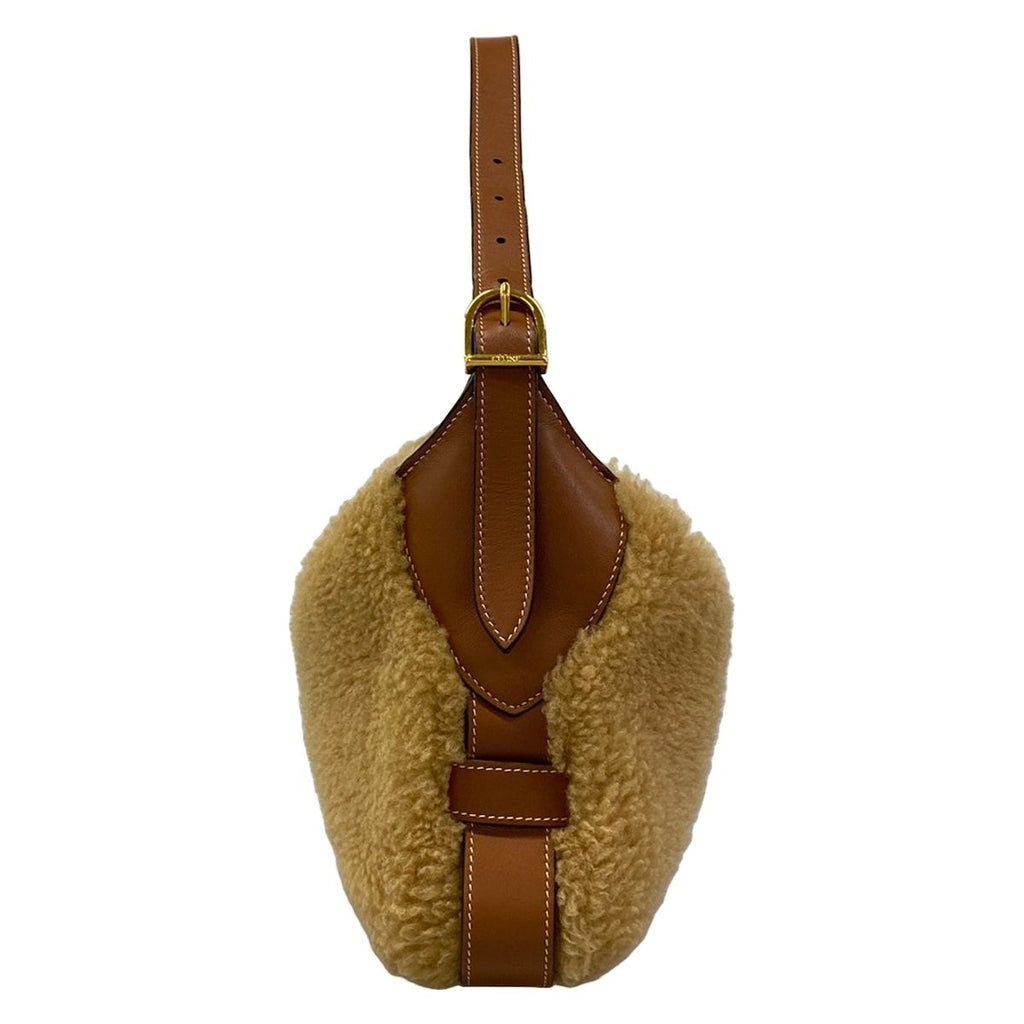 Celine Shoulder Bag Medium Romy Beige Brown Shearling — view 4