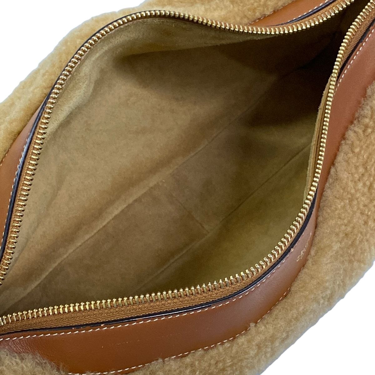 Celine Shoulder Bag Medium Romy Beige Brown Shearling — view 7