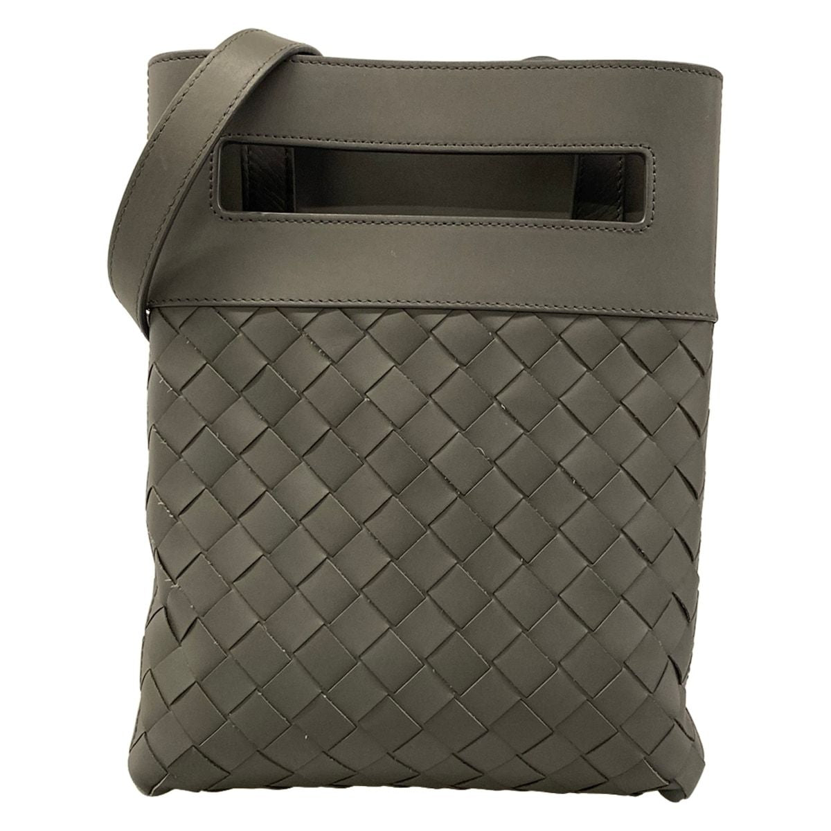 Bottega Veneta Shoulder Bag Intrecciato Gray Leather