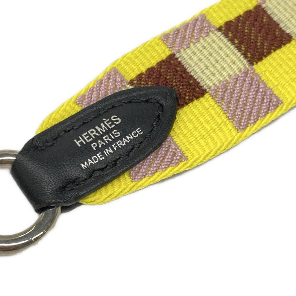 Hermes Shoulder Strap Bandouliere Sangle Maxi Quadrille 25 Yellow Light Pink — view 3