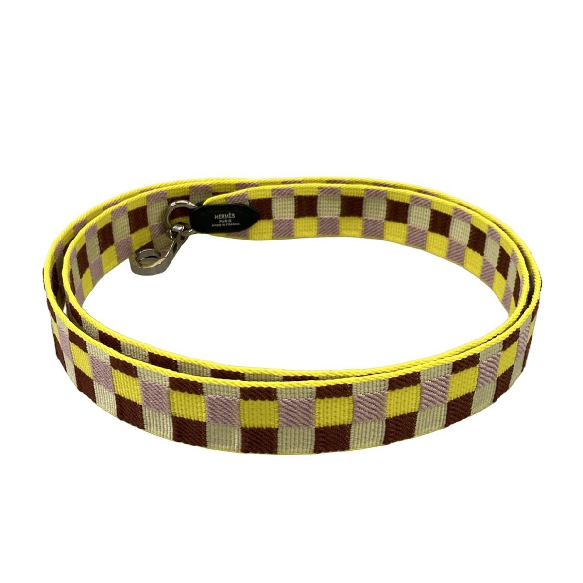 Hermes Shoulder Strap Bandouliere Sangle Maxi Quadrille 25 Yellow Light Pink — view 2