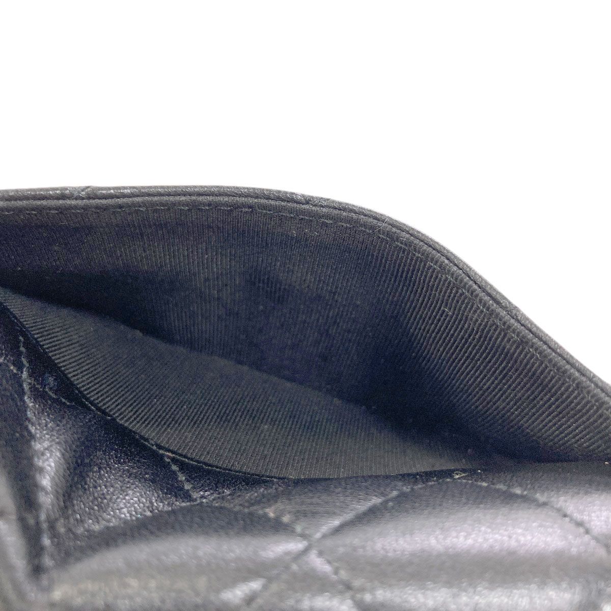 Chanel Quilted CC Logo Silver Card Case Lambskin — view 8