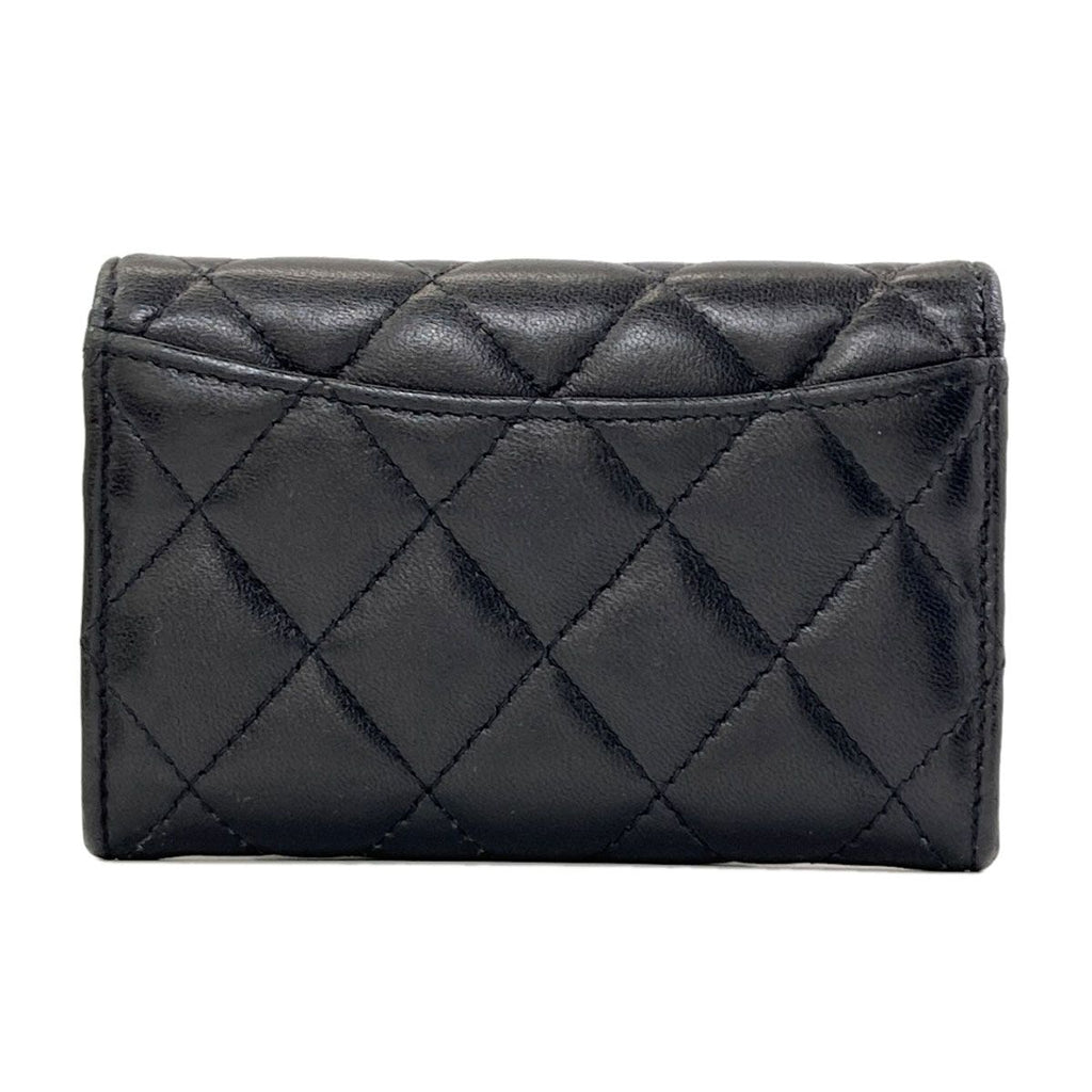 Chanel Quilted CC Logo Silver Card Case Lambskin — view 2