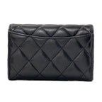 Chanel Quilted CC Logo Silver Card Case Lambskin — view 2