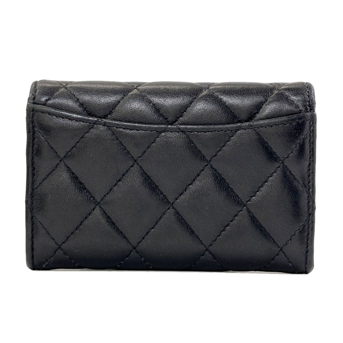 Chanel Quilted CC Logo Silver Card Case Lambskin — view 2
