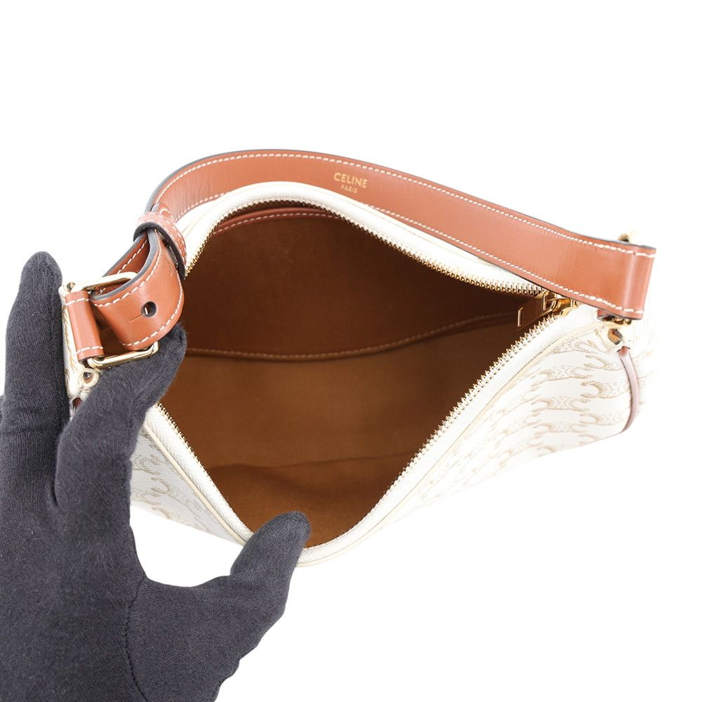 Celine Shoulder Bag Triomphe Ava Leather White — view 5