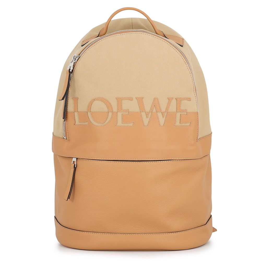 Loewe Backpack Round Calfskin Canvas Beige