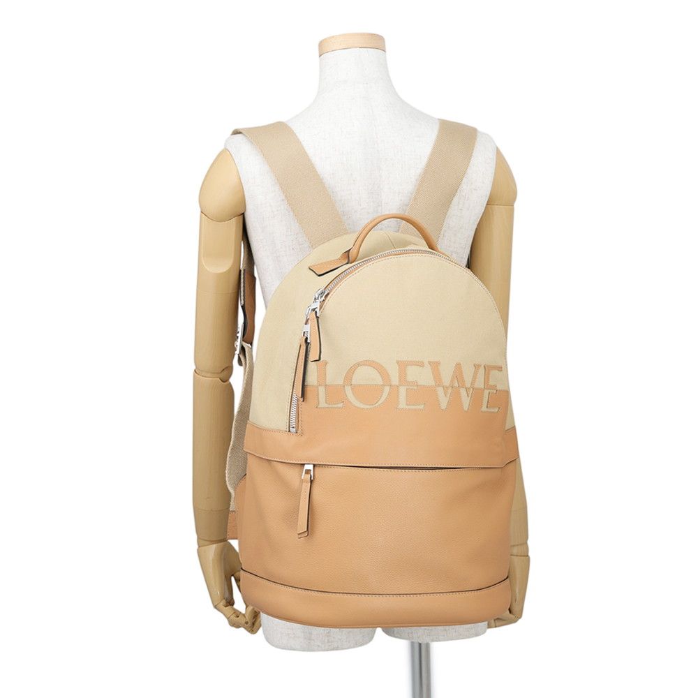 Loewe Backpack Round Calfskin Canvas Beige — view 4