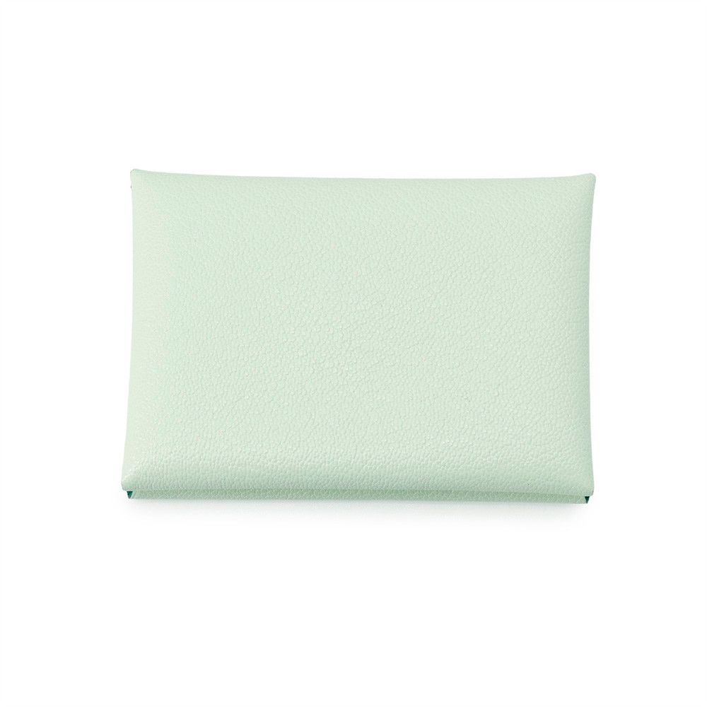 Hermes Coin Purse Calvi Duo Verso Vert Fizz Mint Silver Chevre Mysore — view 3