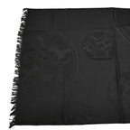 Hermes Shawl New Libris Black Cashmere Silk Scarf Fringe Jacquard — view 3