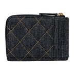 Chanel Denim Quilted Card Case Fragment Wallet CC Logo Gold Blue — view 2