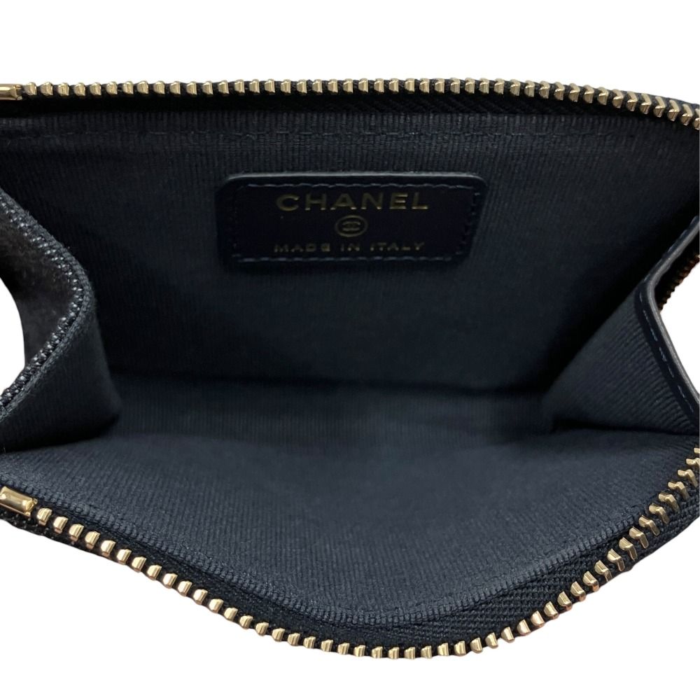 Chanel Denim Quilted Card Case Fragment Wallet CC Logo Gold Blue — view 7
