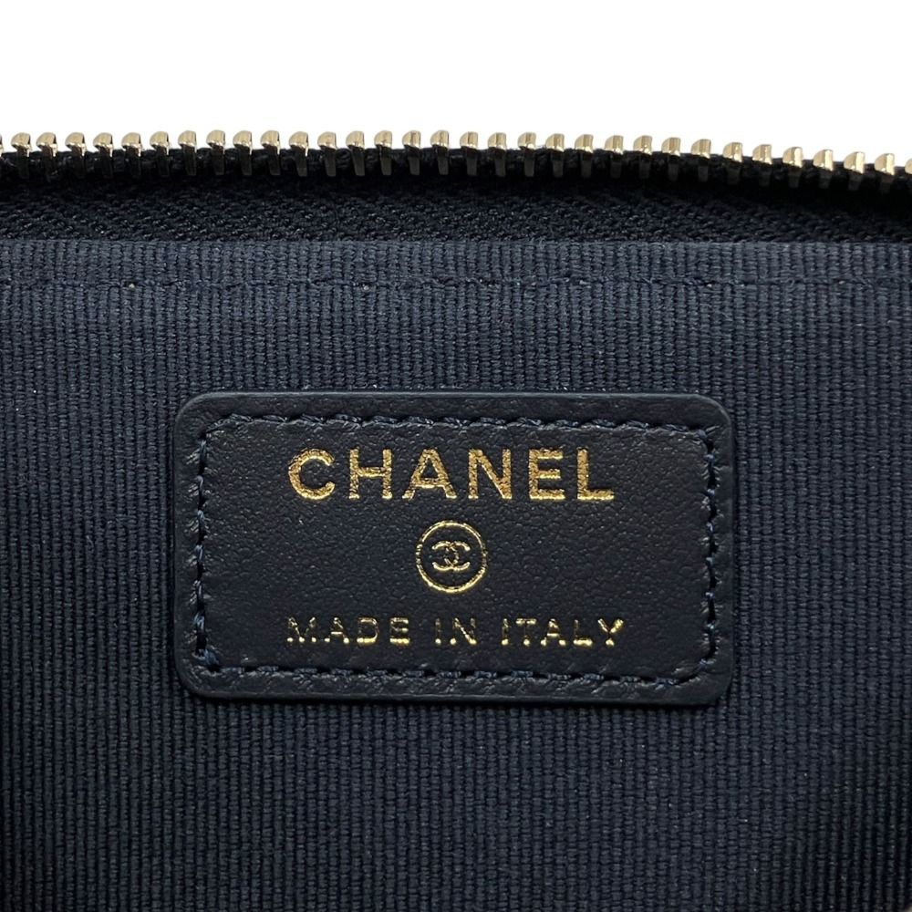 Chanel Denim Quilted Card Case Fragment Wallet CC Logo Gold Blue — view 8