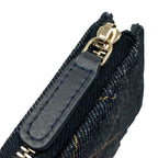Chanel Denim Quilted Card Case Fragment Wallet CC Logo Gold Blue — view 6