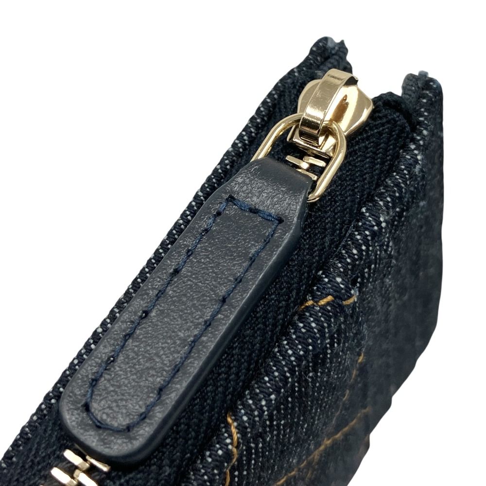Chanel Denim Quilted Card Case Fragment Wallet CC Logo Gold Blue — view 6