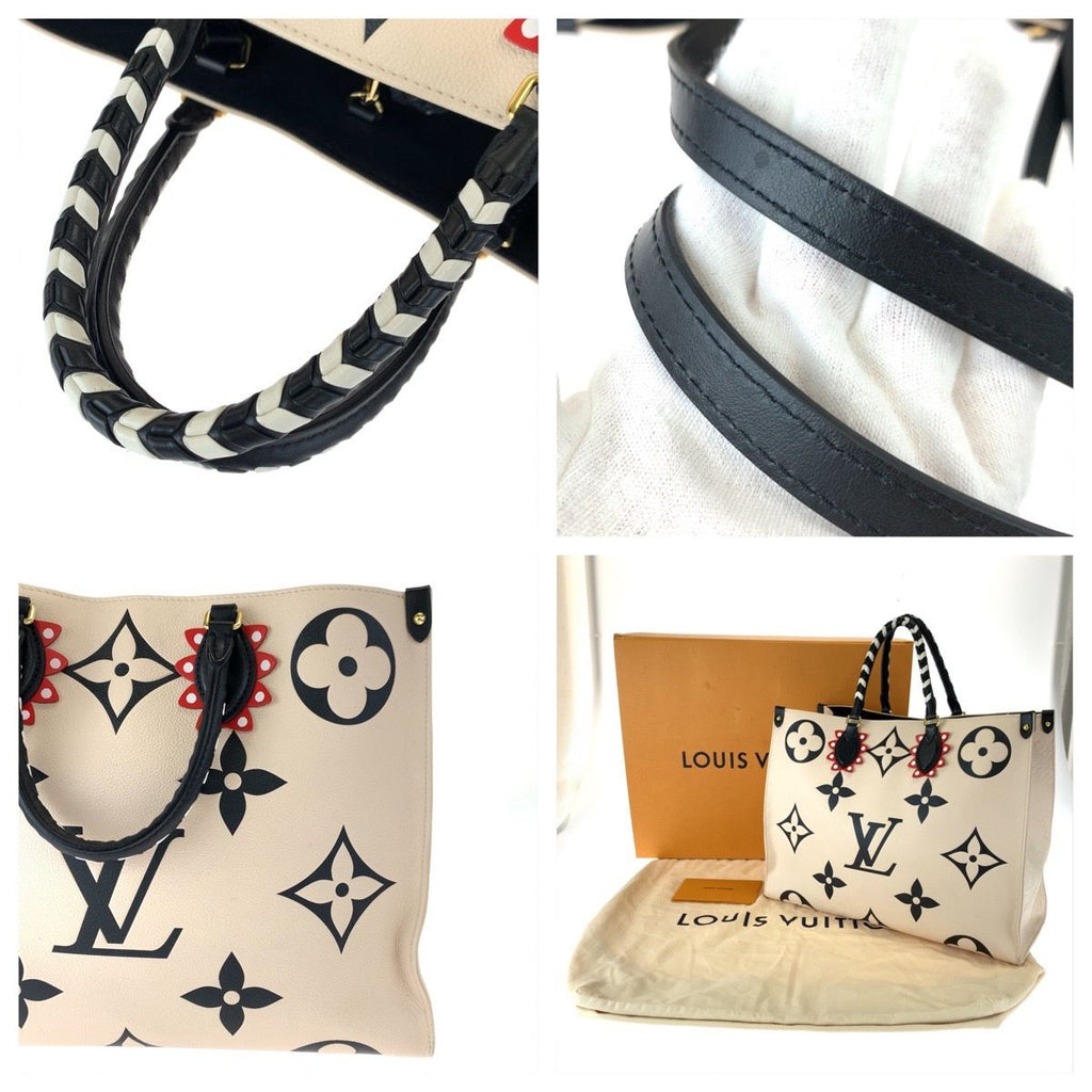 Louis Vuitton Monogram Empreinte Crafty On The Go GM Beige Black Calfskin Tote — view 5