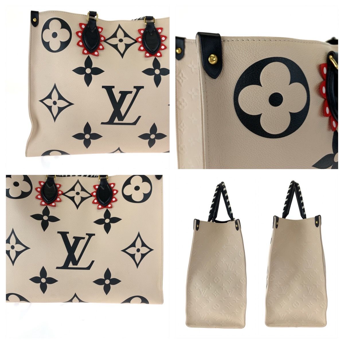 Louis Vuitton Monogram Empreinte Crafty On The Go GM Beige Black Calfskin Tote — view 6