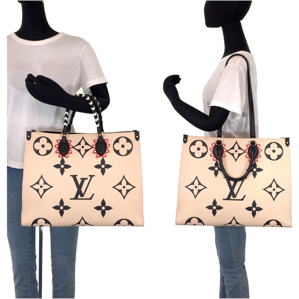 Louis Vuitton Monogram Empreinte Crafty On The Go GM Beige Black Calfskin Tote — view 8