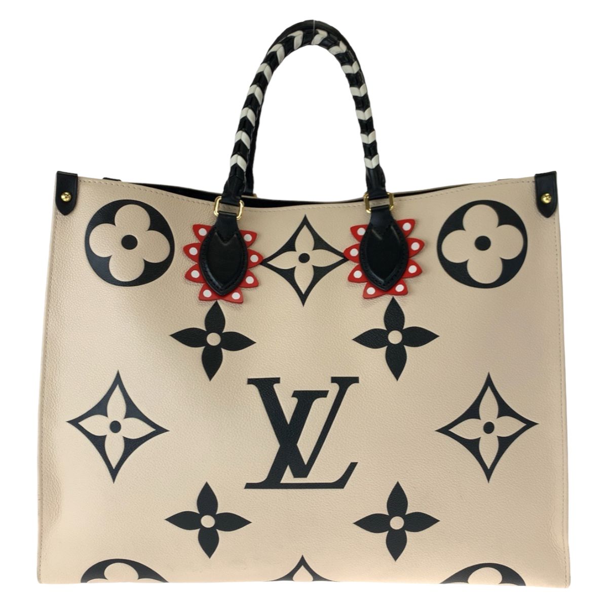Louis Vuitton Monogram Empreinte Crafty On The Go GM Beige Black Calfskin Tote
