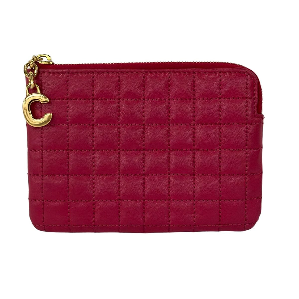 Celine Coin Purse Pink Purple Quilted Leather