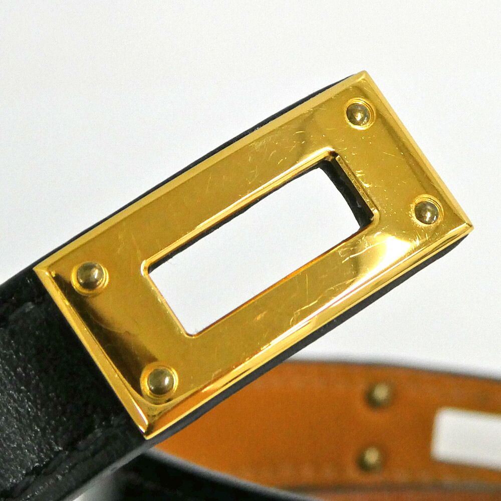 Hermes Leather Bracelet Kelly Double Tour Box Calf Black Gold T2 — view 5