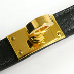 Hermes Leather Bracelet Kelly Double Tour Box Calf Black Gold T2 — view 6
