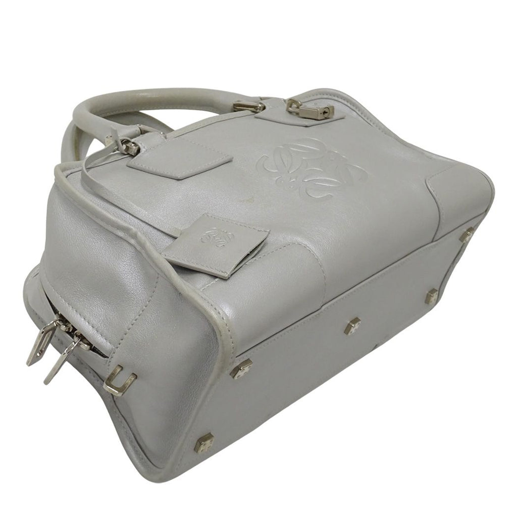 Loewe Bag Handbag Leather Amazona 28 Silver Business Work Everyday — view 4