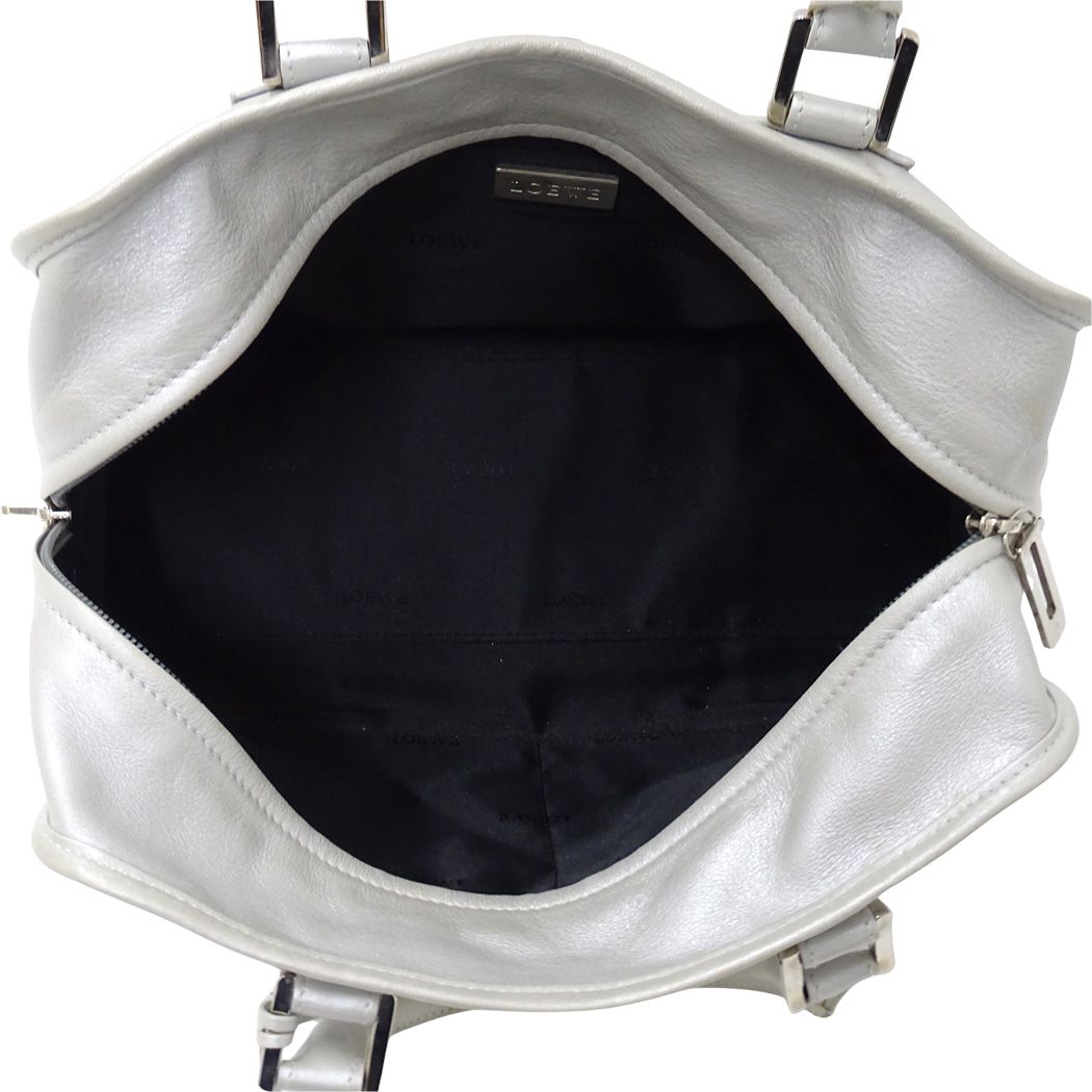 Loewe Bag Handbag Leather Amazona 28 Silver Business Work Everyday — view 5