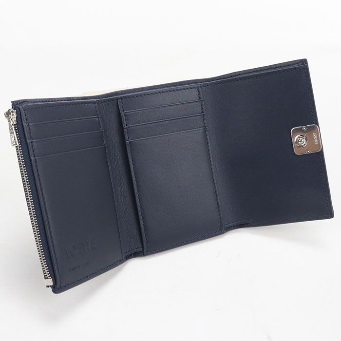 Loewe Vertical Wallet Small Anagram Trifold Shiny Napa Calfskin — view 3