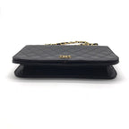 Chanel CC Logo Quilted Push Lock Leather Chain Shoulder Bag Black — view 3