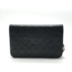 Chanel CC Logo Quilted Push Lock Leather Chain Shoulder Bag Black — view 2