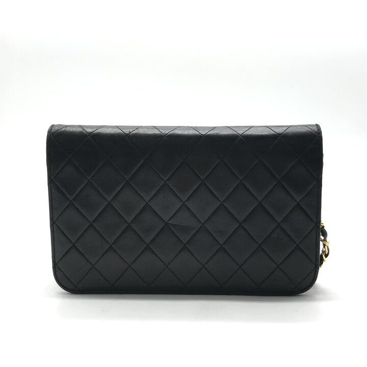 Chanel CC Logo Quilted Push Lock Leather Chain Shoulder Bag Black — view 2