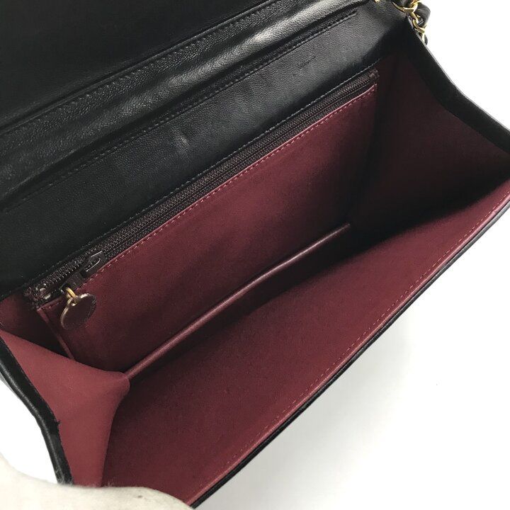 Chanel CC Logo Quilted Push Lock Leather Chain Shoulder Bag Black — view 8
