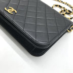 Chanel CC Logo Quilted Push Lock Leather Chain Shoulder Bag Black — view 4