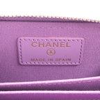 Chanel Wallet Coin Purse Purple Gold CC Logo Quilted Classic Zip Card Case — view 7