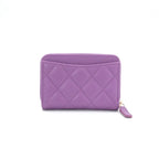 Chanel Wallet Coin Purse Purple Gold CC Logo Quilted Classic Zip Card Case — view 3
