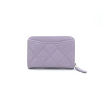 Chanel Wallet Coin Purse Lavender Silver Quilted CC Logo Classic Zip Card Case — view 3