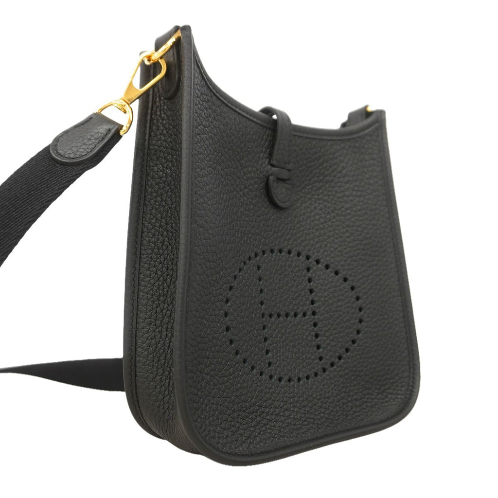 Hermes Shoulder Bag Evelyne TPM Taurillon Clemence Black Gold — view 2