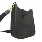 Hermes Shoulder Bag Evelyne TPM Taurillon Clemence Black Gold — view 2