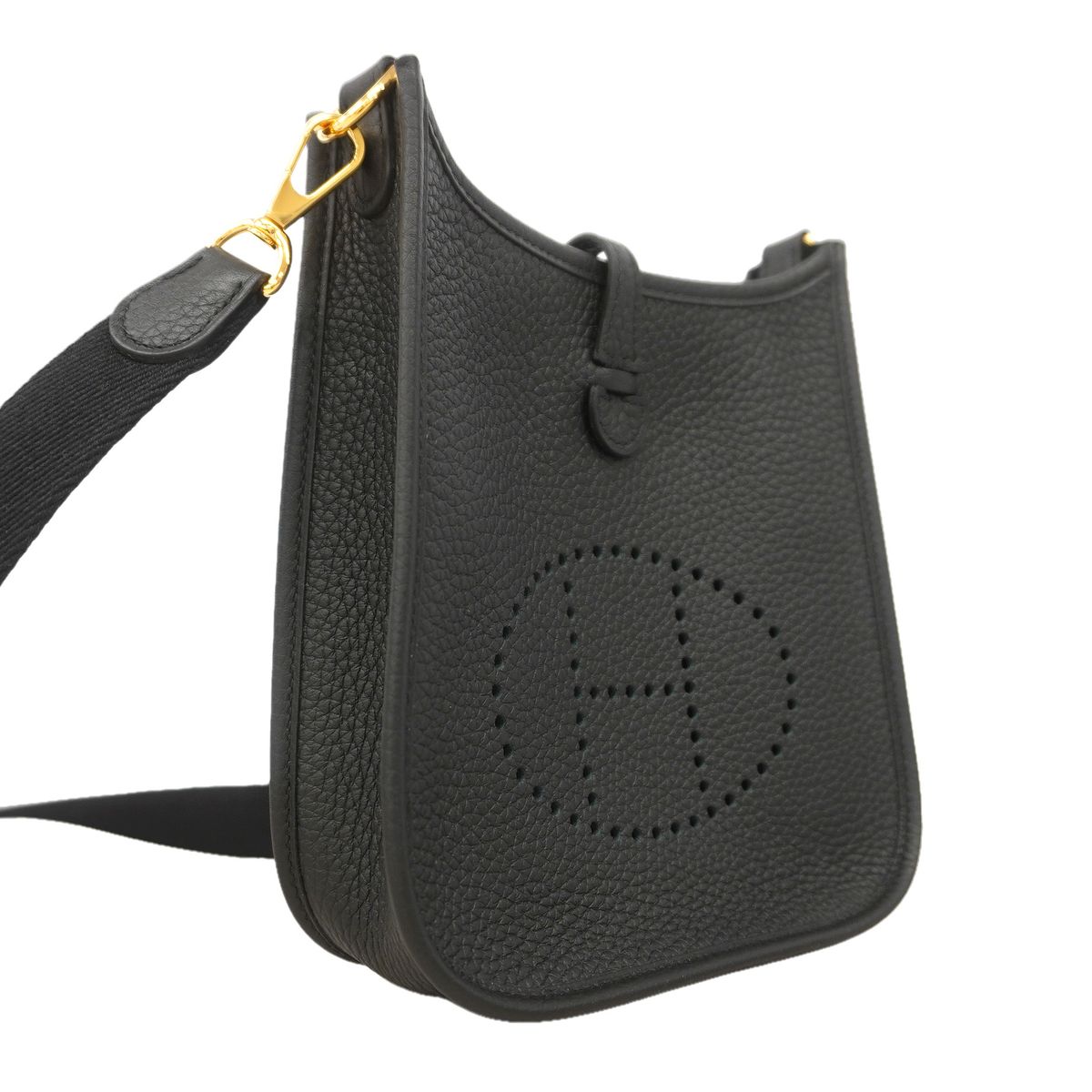 Hermes Shoulder Bag Evelyne TPM Taurillon Clemence Black Gold — view 2