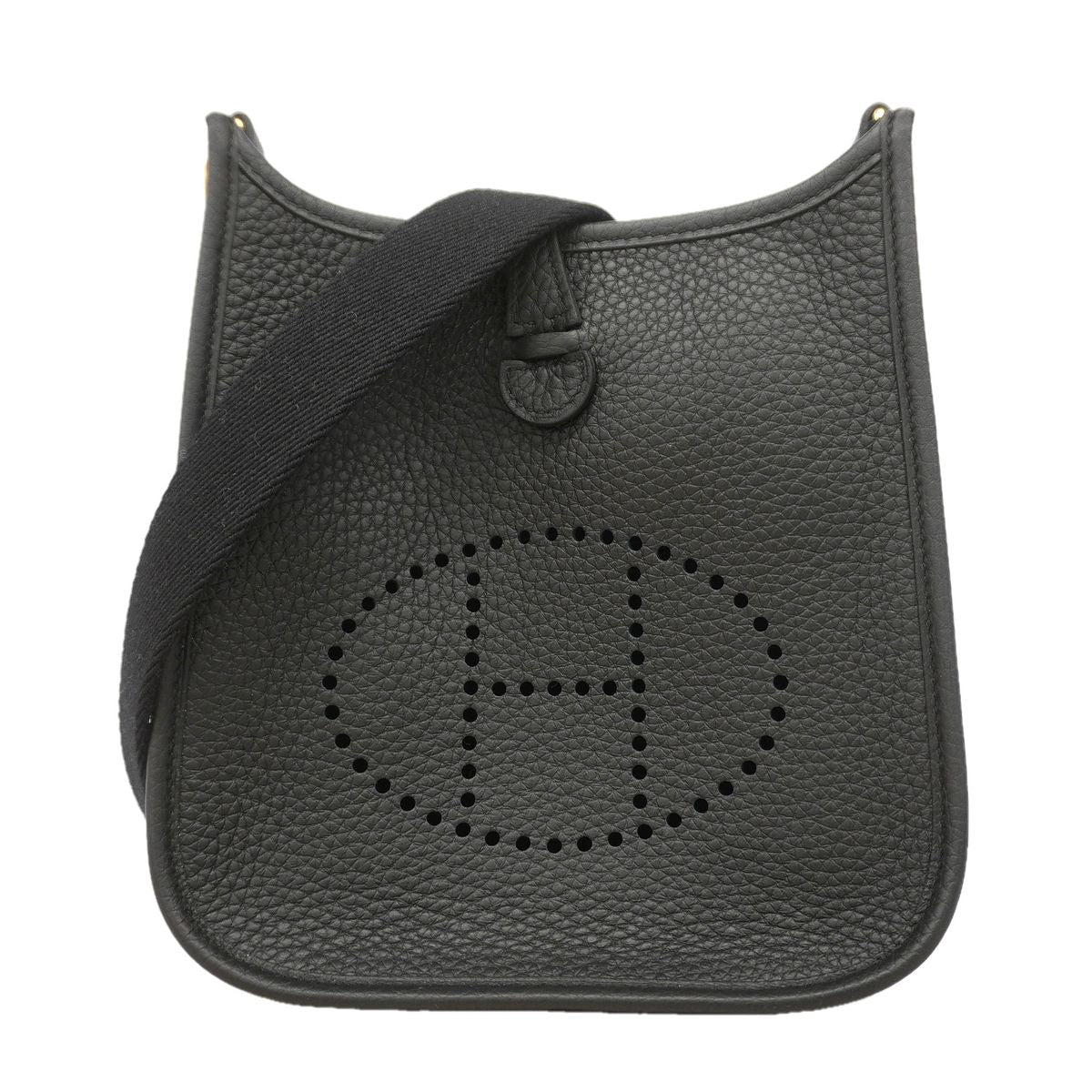 Hermes Shoulder Bag Evelyne TPM Taurillon Clemence Black Gold