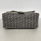 Fendi Handbag Zucchino Mamma Bucket Nylon Canvas Navy Silver — view 3