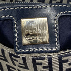 Fendi Handbag Zucchino Mamma Bucket Nylon Canvas Navy Silver — view 5