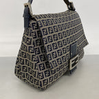 Fendi Handbag Zucchino Mamma Bucket Nylon Canvas Navy Silver — view 2
