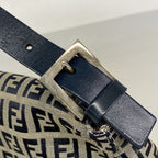 Fendi Handbag Zucchino Mamma Bucket Nylon Canvas Navy Silver — view 8