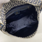 Fendi Handbag Zucchino Mamma Bucket Nylon Canvas Navy Silver — view 4