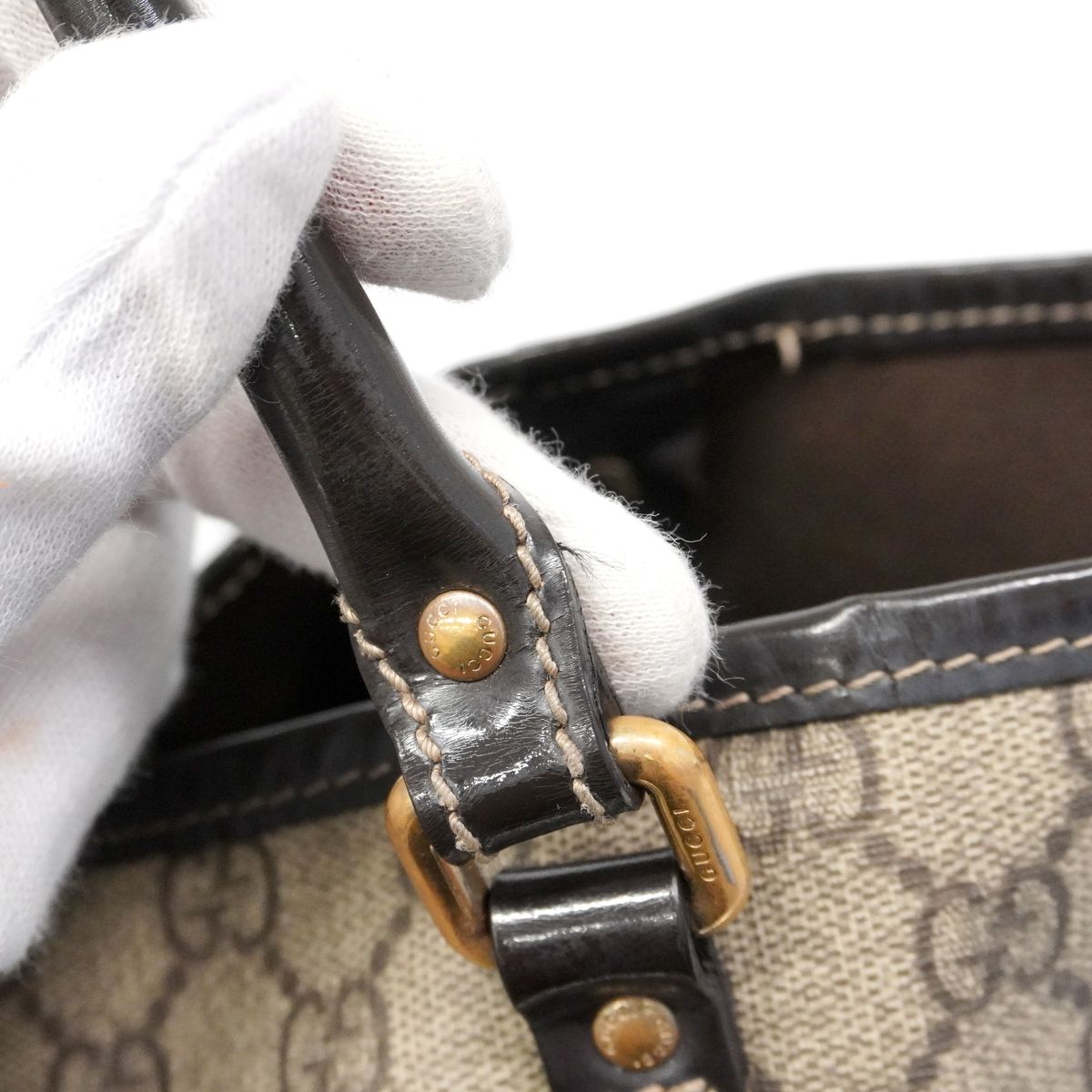 Gucci Tote Bag GG Supreme Brown Gold — view 8