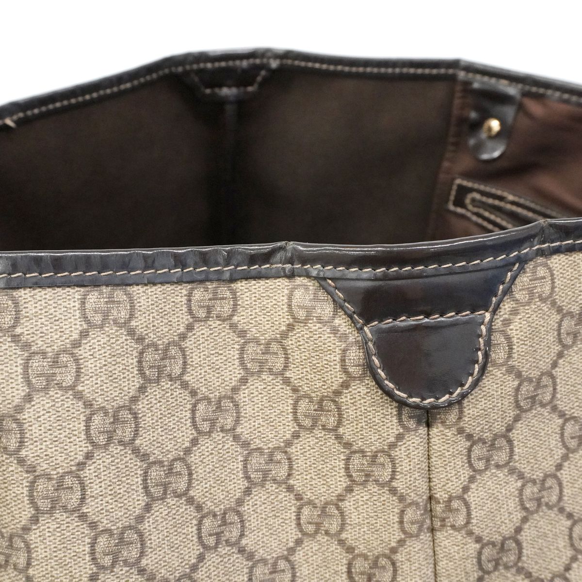Gucci Tote Bag GG Supreme Brown Gold — view 7