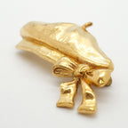 Chanel Brooch Vintage Ribbon Motif Beret Gold Plated — view 2