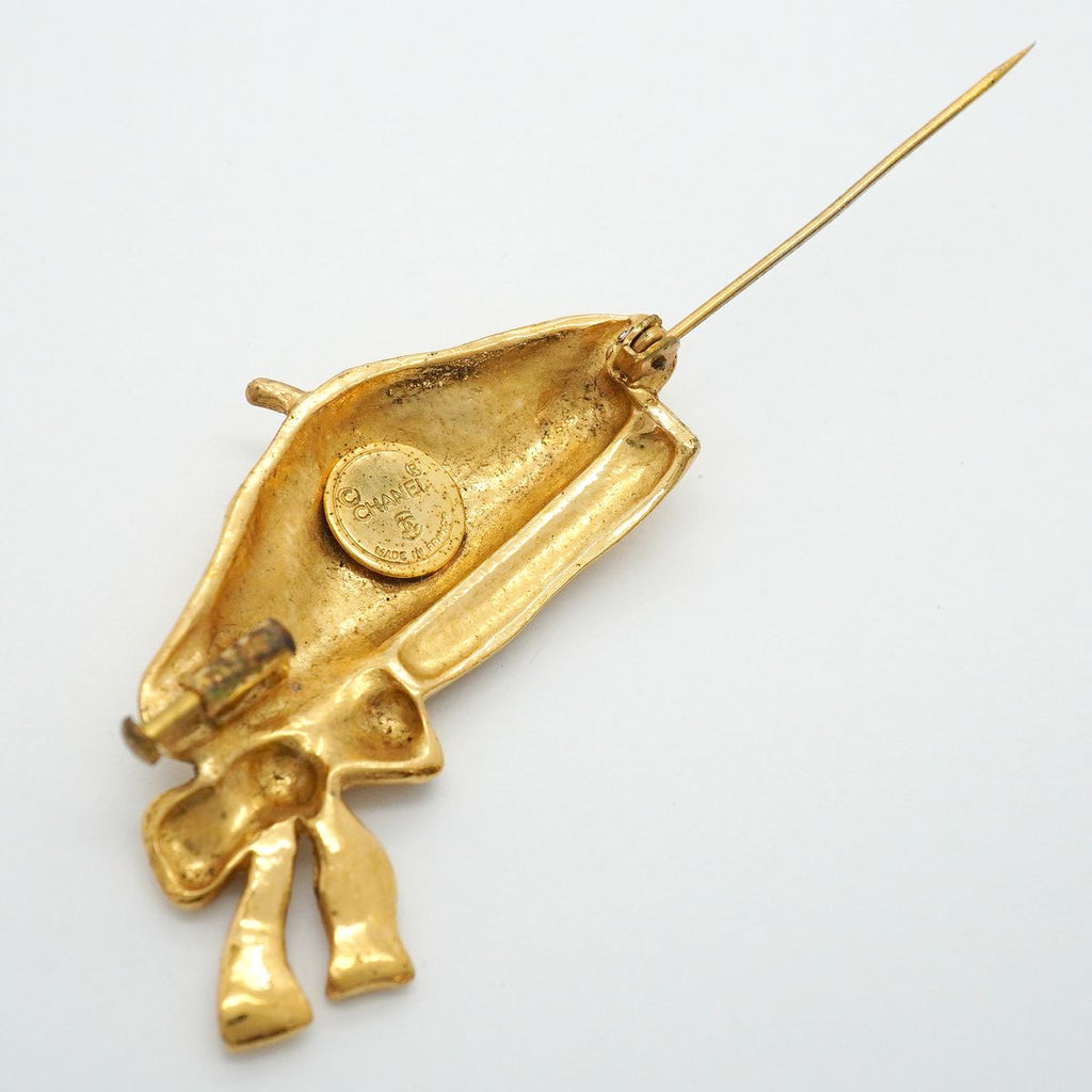Chanel Brooch Vintage Ribbon Motif Beret Gold Plated — view 6